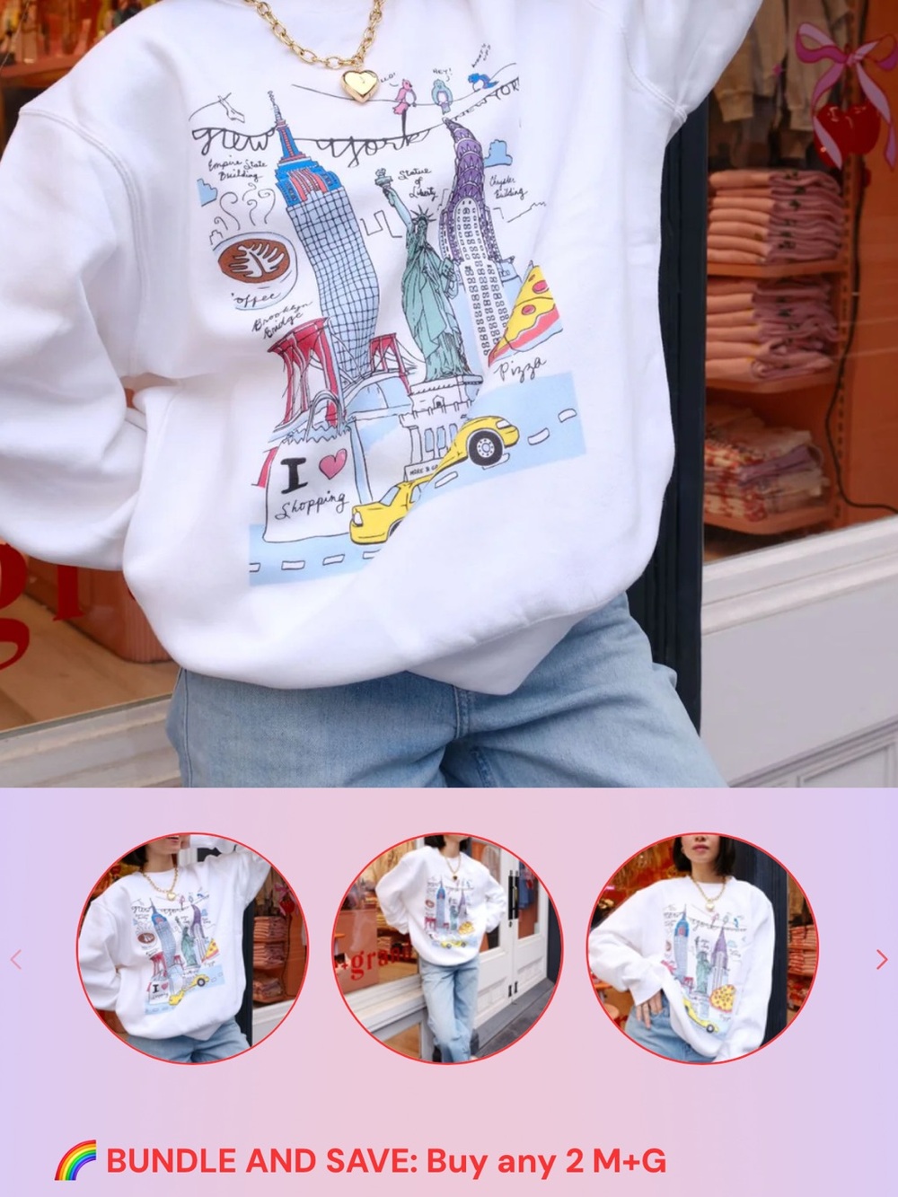 Mure + Grand Sweatshirt with City Illustration Size Small